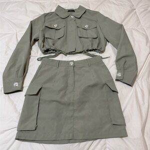 Olive Green Skirt Set